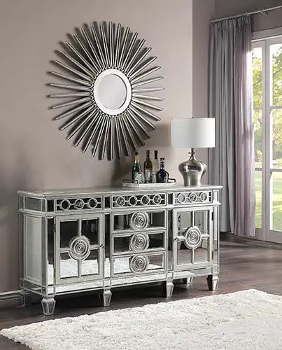 Varian - 36" Server - Mirrored & Antique Platinum by Unique Piece Furniture