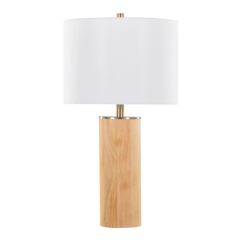 Cylinder - Ash Contemporary Table Lamp - Ash / Antique Brass / White by HouseOfZazla