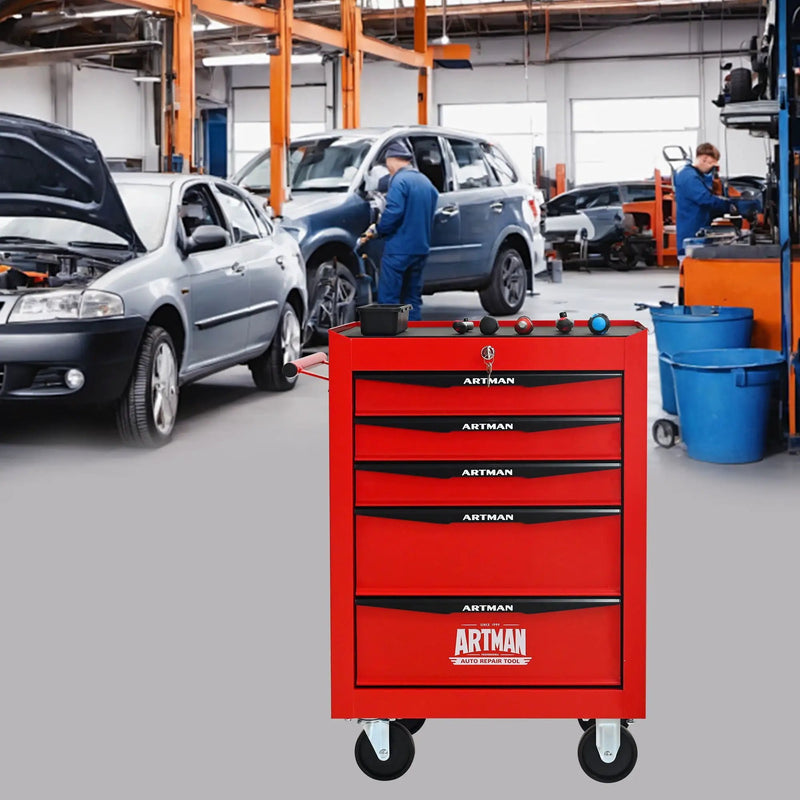 Rolling Metal Tool Chest With Drawers, Steel Storage Cabinet With Ball Bearing Slides by HouseOfZazla