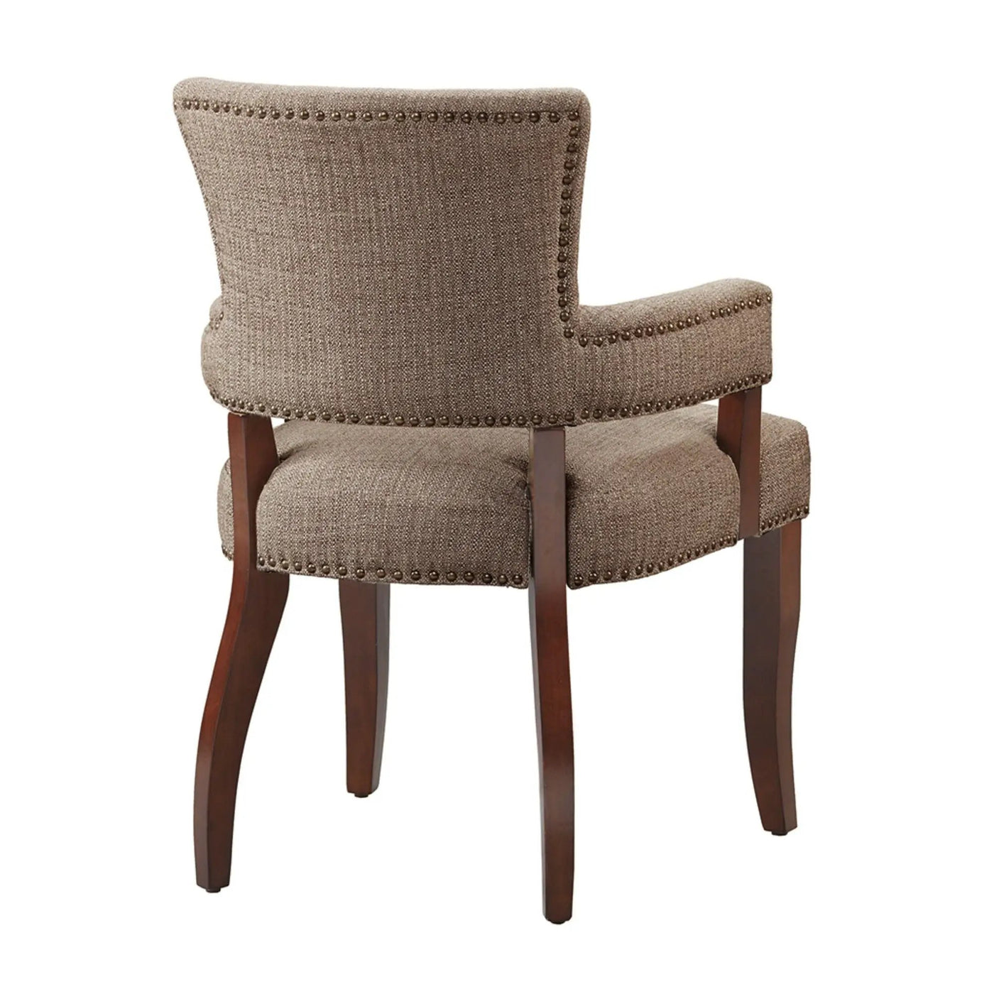 Elegant Arm Dining Chair With Brass Nail Head Detailing by HouseOfZazla