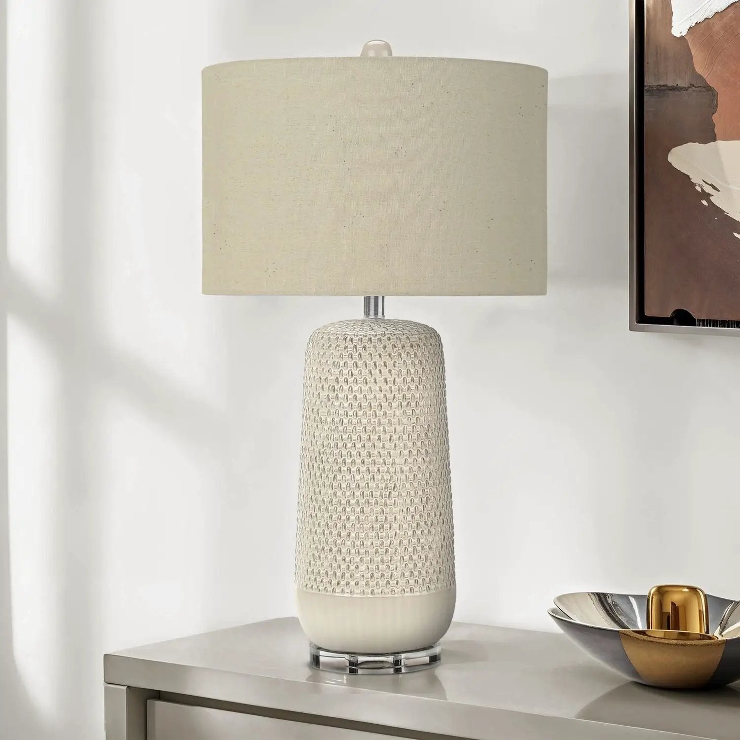 Contemporary Lighting, Table Lamp, Ceramic, Resin - Cream by Unique Piece Furniture