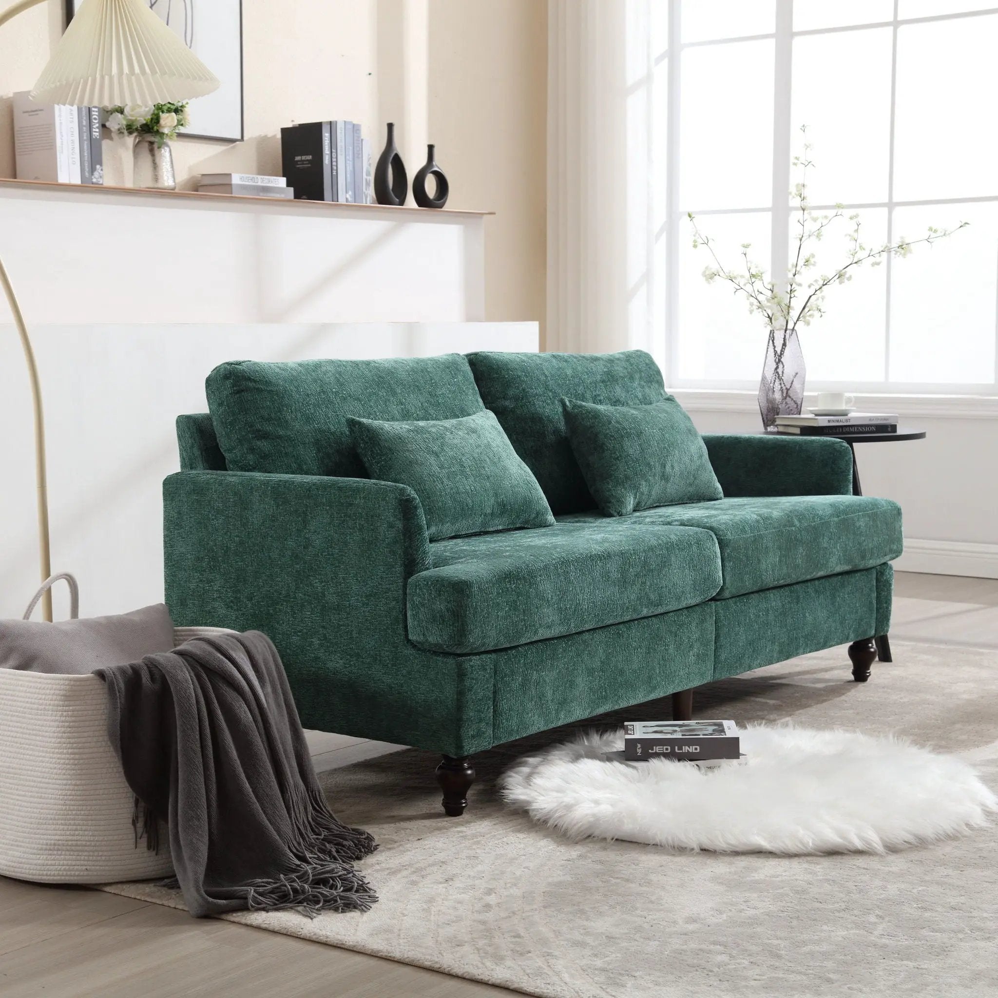 Mid Century Modern Fabric Loveseat Sofa, 2 Seat Upholstered Couch by Unique Piece Furniture
