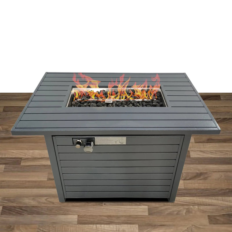 Propane Outdoor Fire Pit Table With Lid - Gray by HouseOfZazla