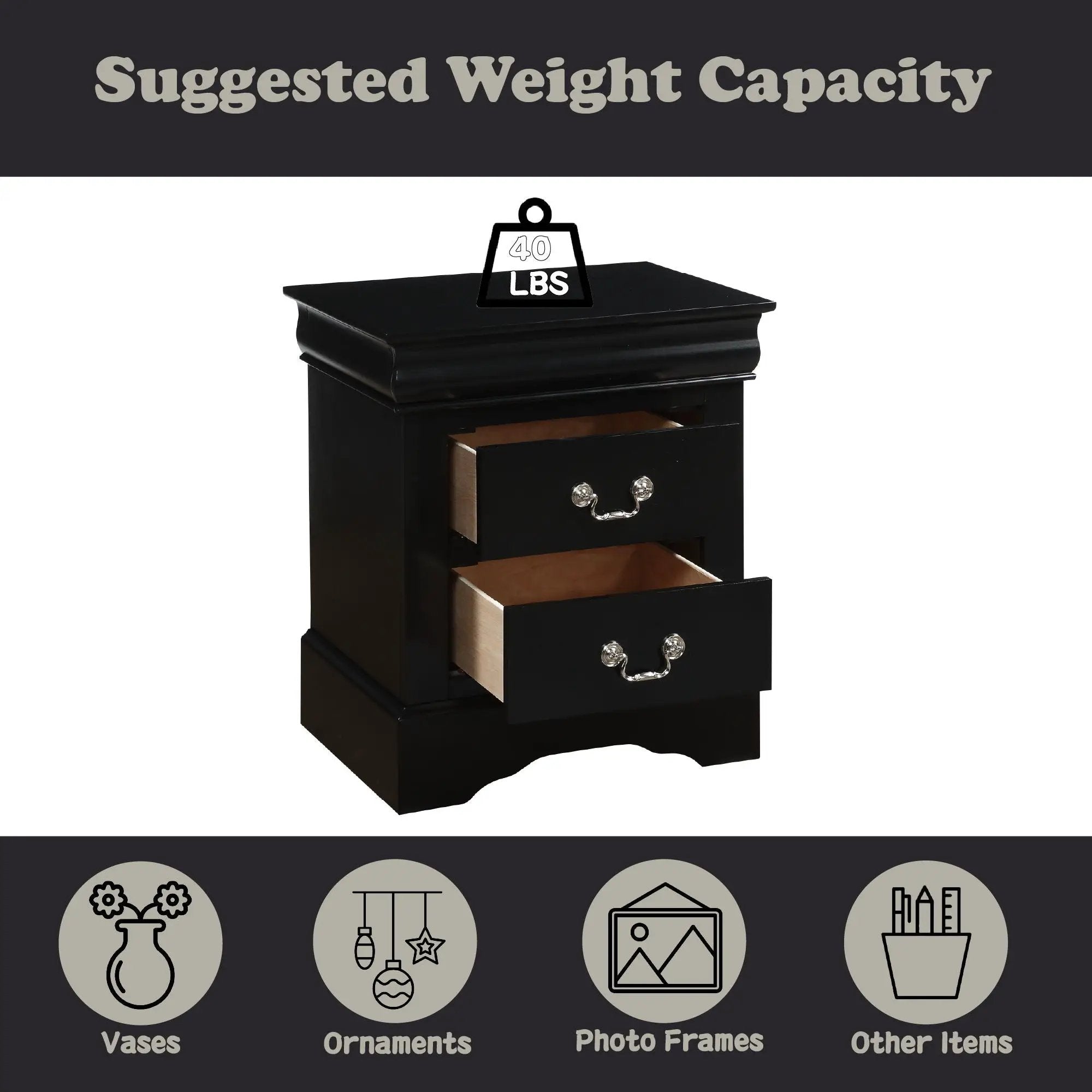 Louis Philippe III - Sleek Design Nightstand by Unique Piece Furniture
