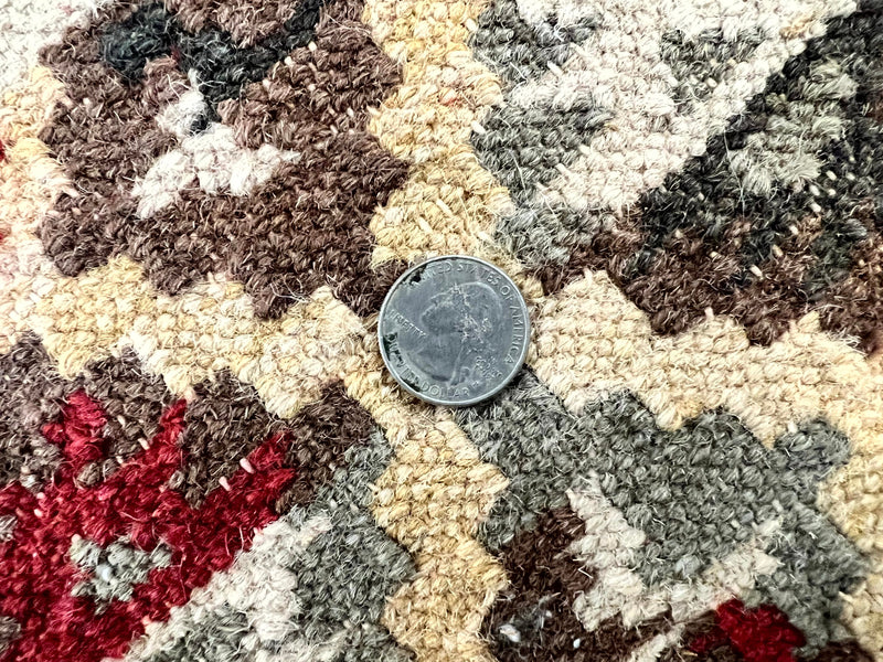 Indian Kilim Rug 6x6, Square Kilim Flatweave Carpet, Vintage Handmade Wool Rug, Red by Jewel Rugs