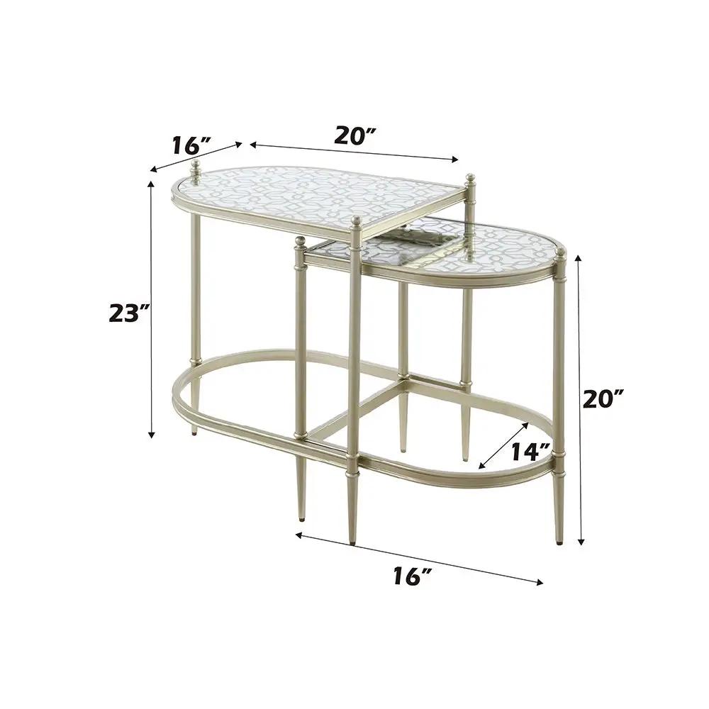 Zaba - Nesting Table - Glass Top & Silver by Unique Piece Furniture
