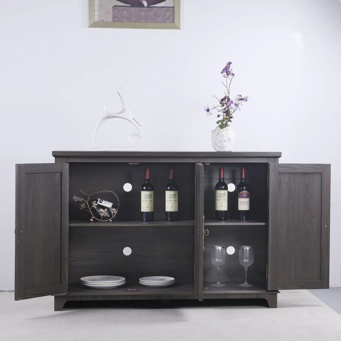 3 Door Mirrored Sideboard Cabinet With Adjustable Shelves by HouseOfZazla