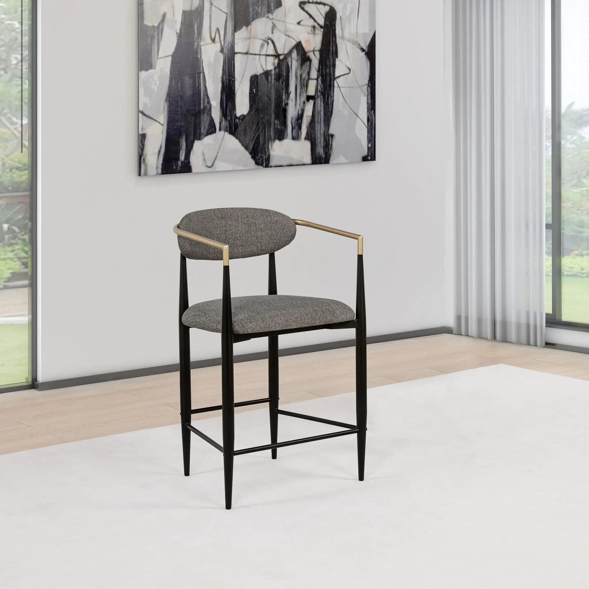 Tina Fabric Upholstered Counter Chair Dark Grey (Set of 2) by Unique Piece Furniture