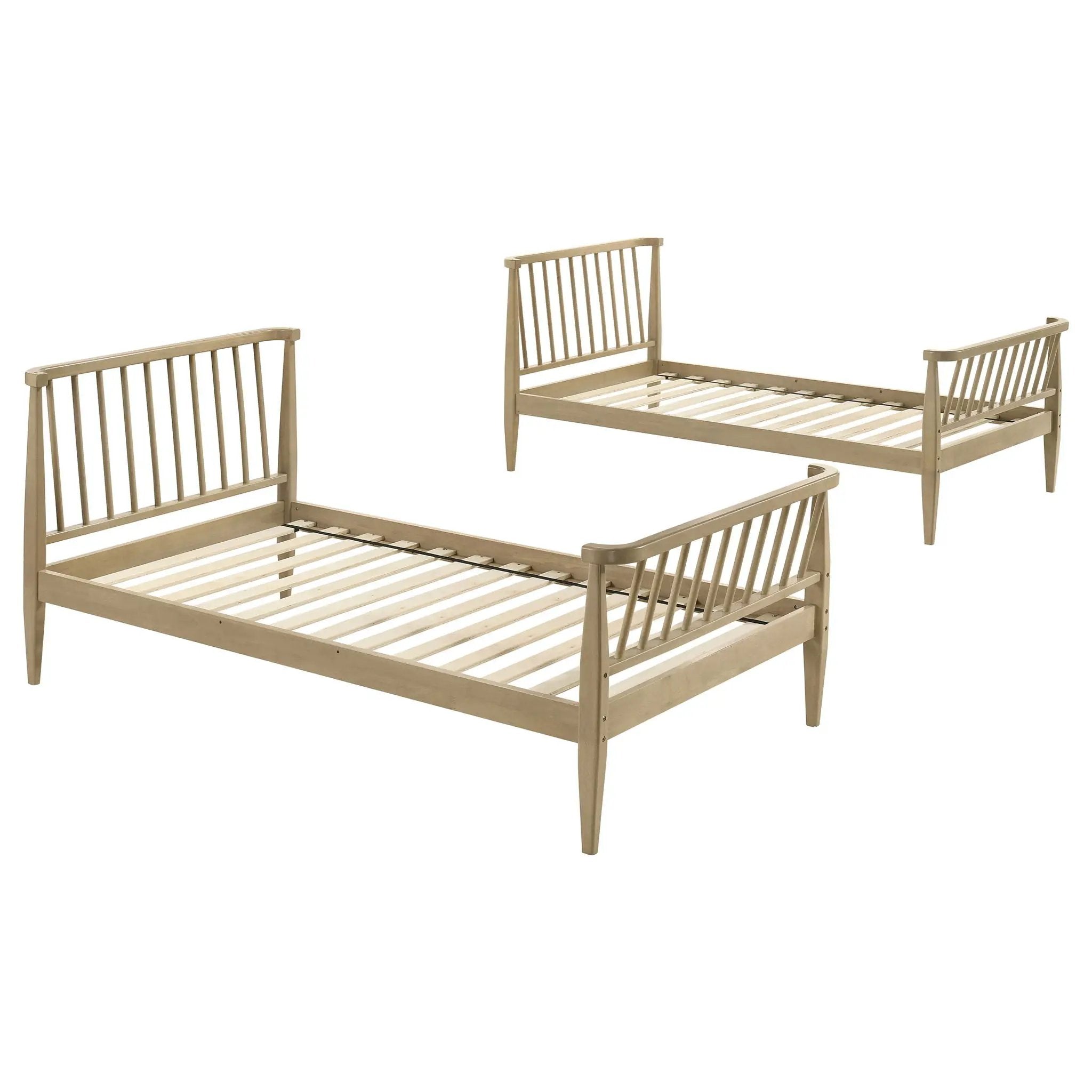Abram Windsor Twin Over Twin Wood Bunk Bed with Ladder Almond by Unique Piece Furniture