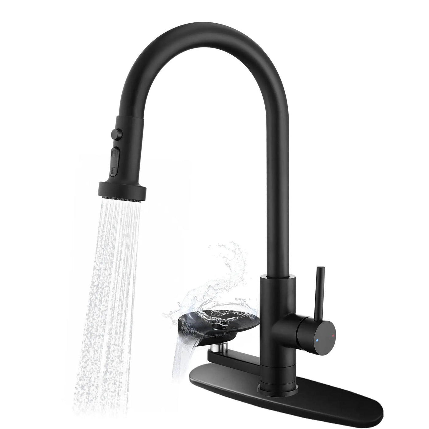 3 In 1 Kitchen Faucet With Press Type Glass Rinser, High Arc Pull Down Sprayer by HouseOfZazla