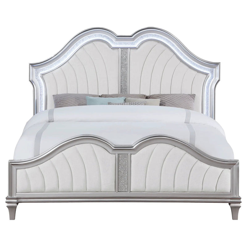 Evangeline Wood California King LED Panel Bed Silver Oak by Unique Piece Furniture