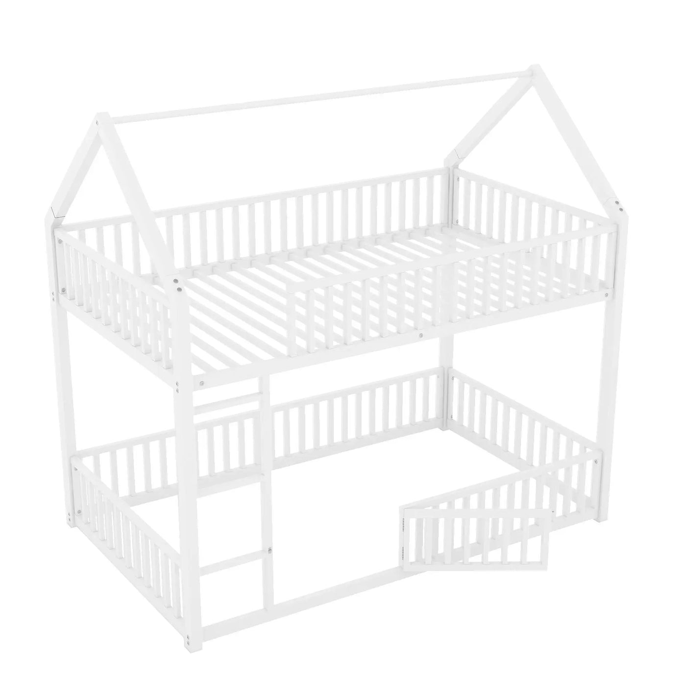 Metal House Bunk Bed With Fence And Door by HouseOfZazla