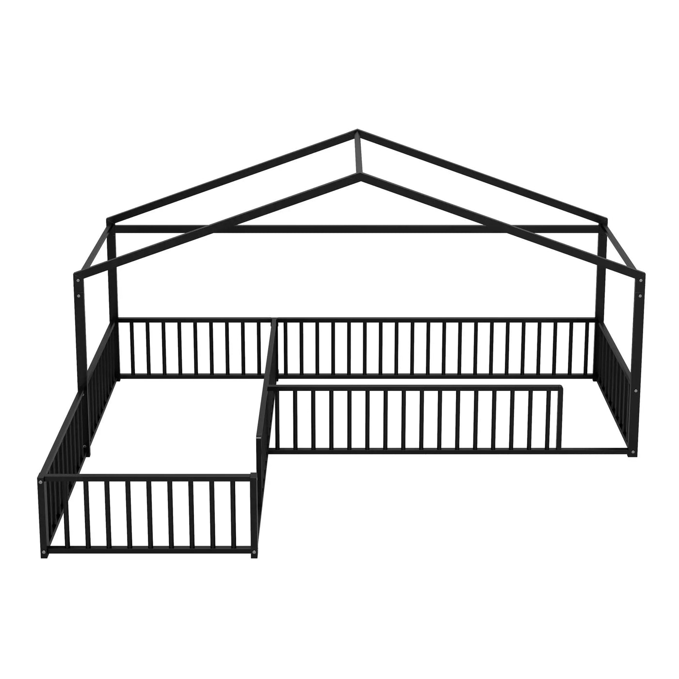 L-Shaped Montessori Bed For 2 Kids With Partitioned Fence by HouseOfZazla