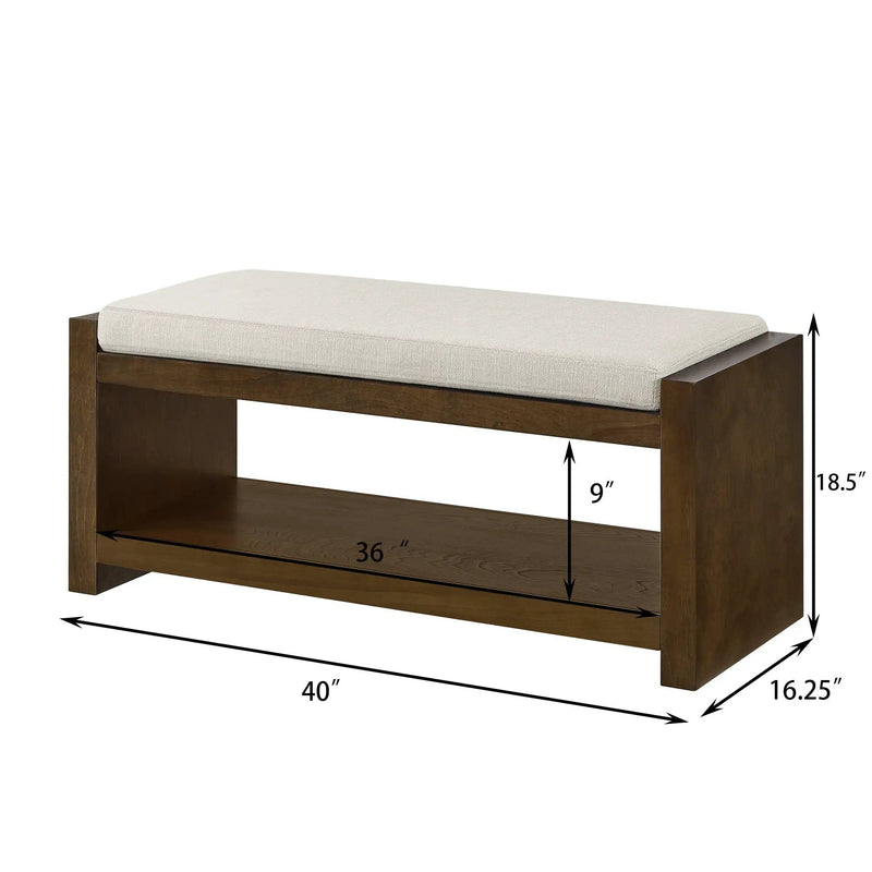 40" Accent Bench with Lower Shelf Shoe Rack by HouseOfZazla