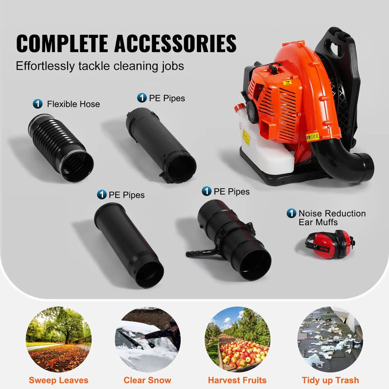 Backpack Leaf Blower 79CC 2-Cycle Gas Leaf Blower 930CFM Air Volume 184MPH by HouseOfZazla