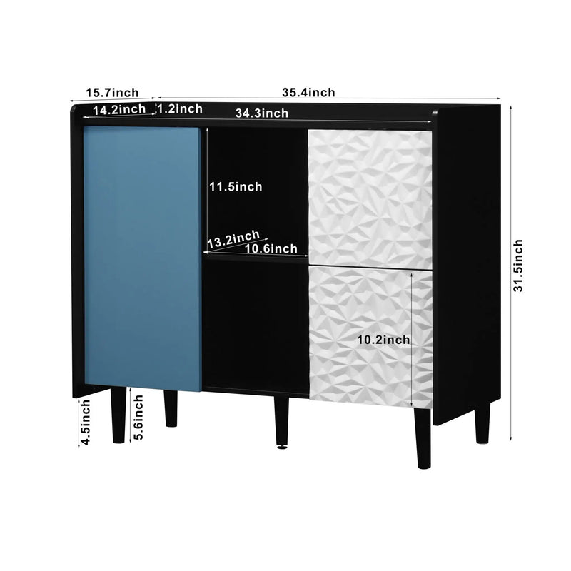 Modern Sideboard Buffet Cabinet With Doors And Unique Panel Styling by HouseOfZazla