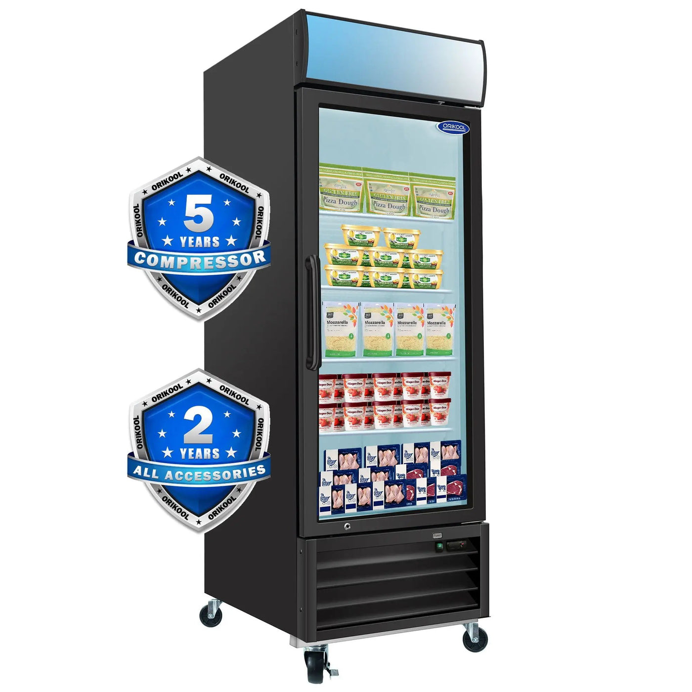 Glass Door Merchandiser Freezer Swing Door Commercial Reach-In Display Freezers With LED Top Panel Upright Freeze Storage by HouseOfZazla