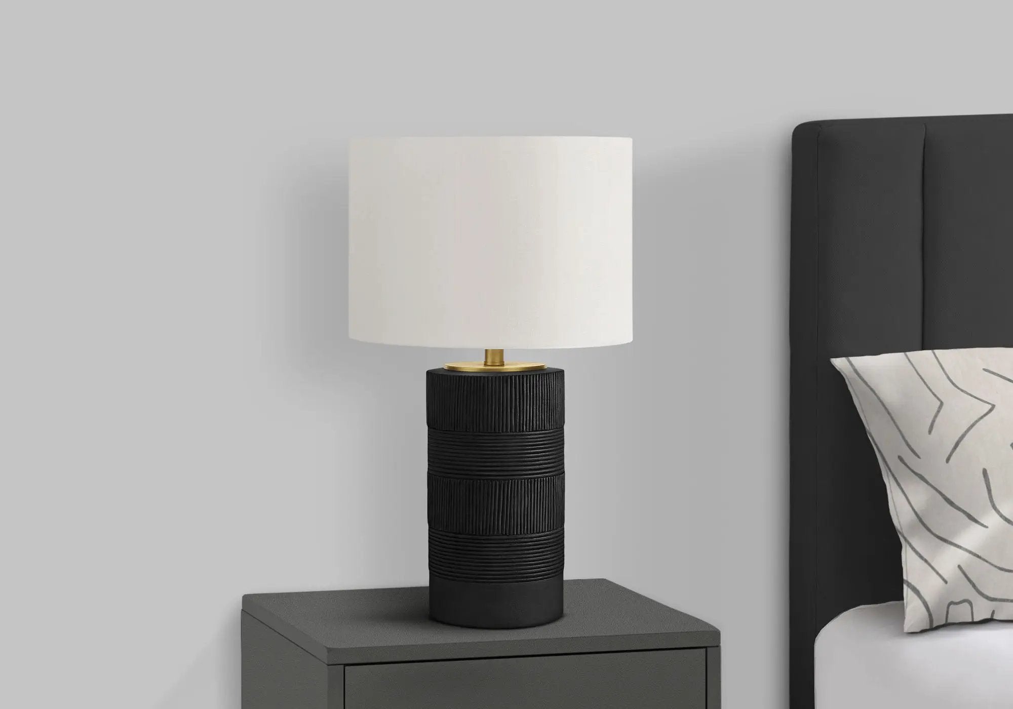 Table Lamp, Lighting, Resin, Contemporary - Black / Cream by Unique Piece Furniture