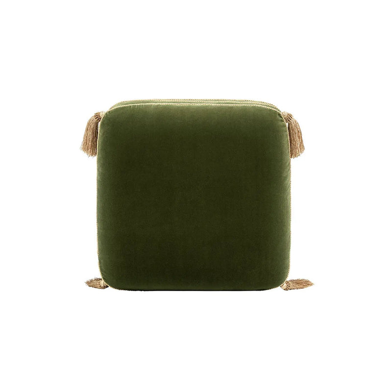 Monarch 19.5" Tassled Ottoman, Olive by HouseOfZazla