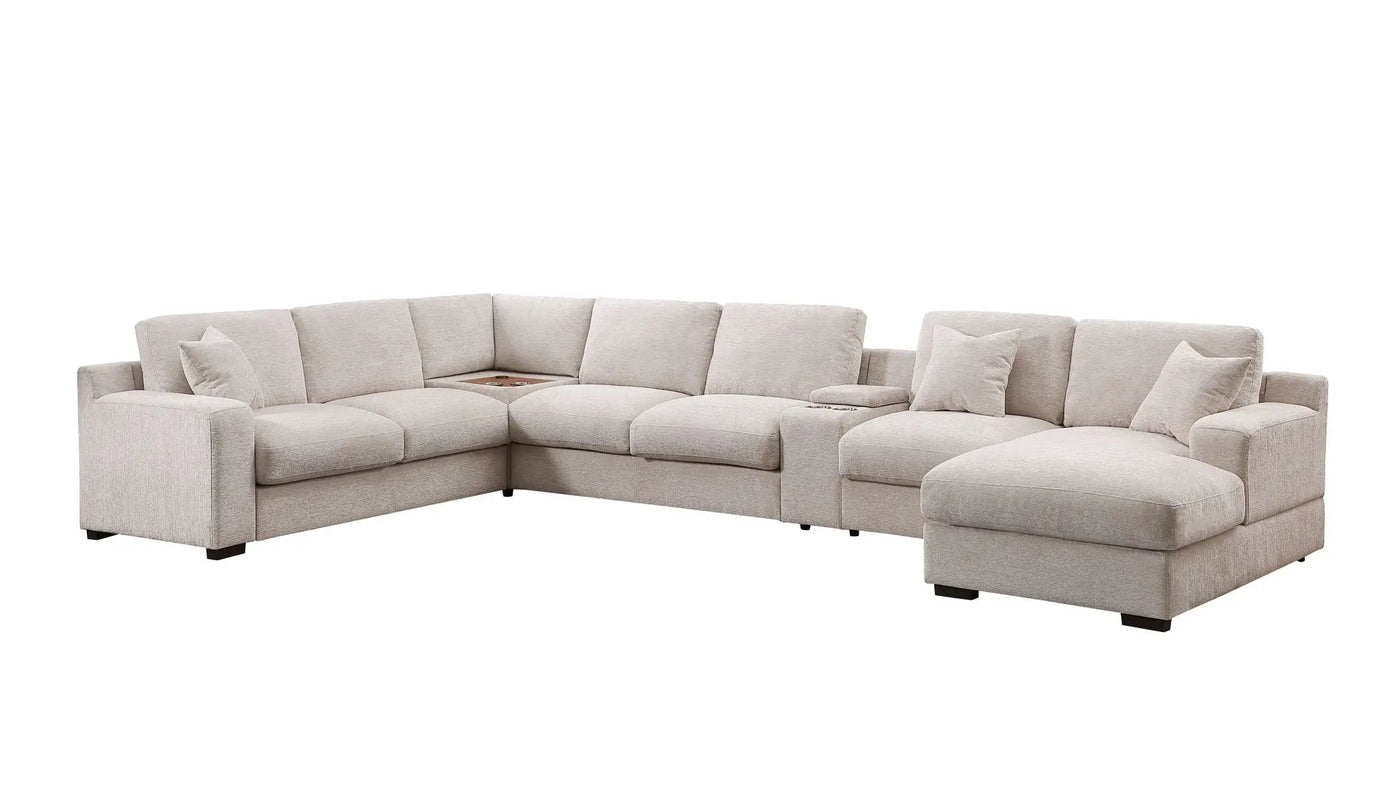 Celine - Fabric Corner Sectional Sofa With Right-Facing Chaise, Cupholders, And Charging Ports by HouseOfZazla