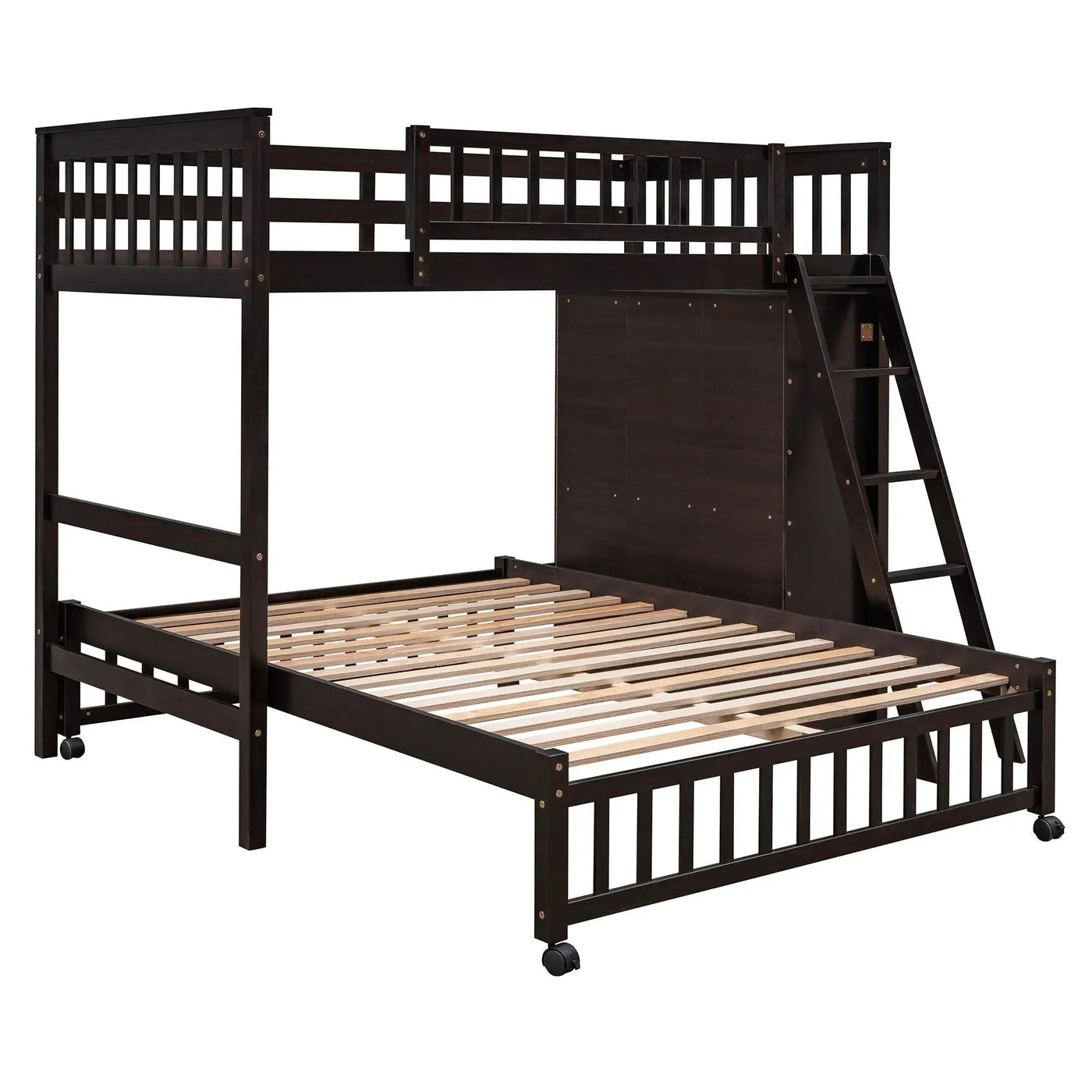 Bunk Bed With 6 Drawers And Flexible Shelves, Bottom Bed With Wheels by HouseOfZazla
