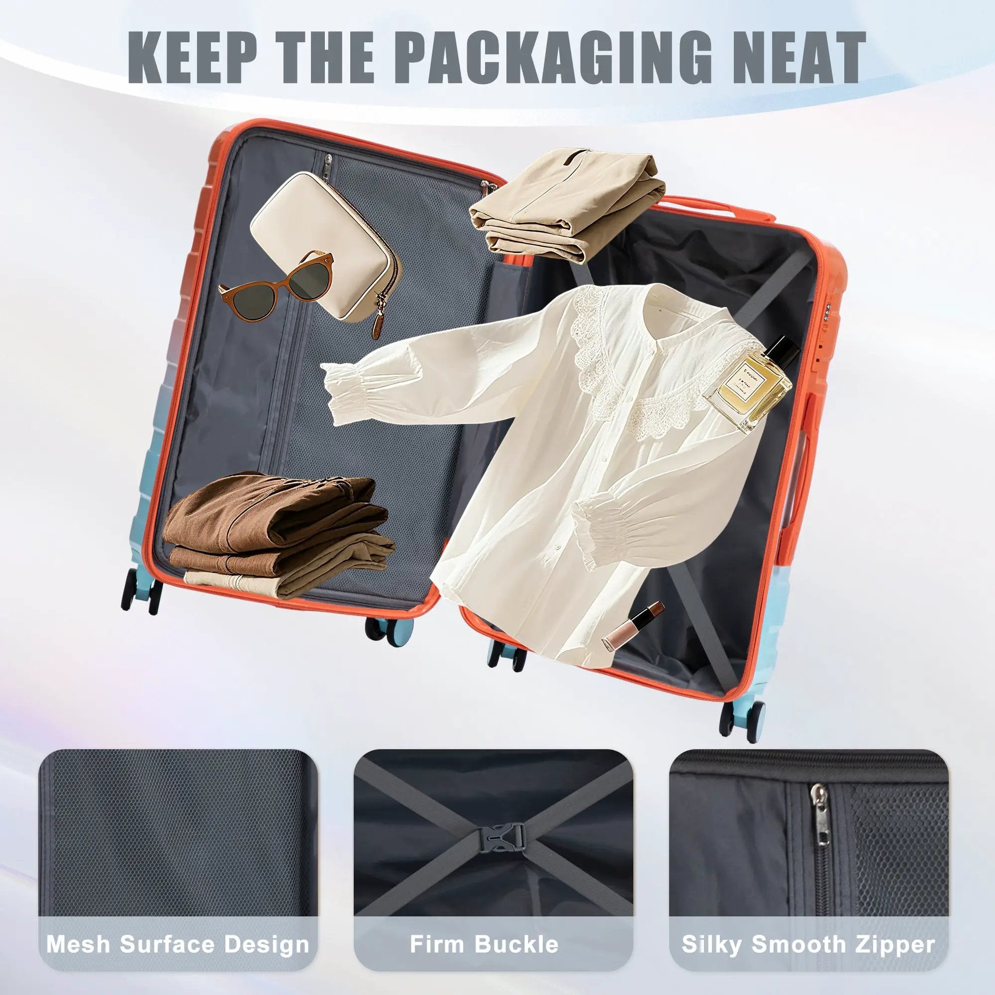 3-Piece Spinner Wheel Luggage Set with Gradient Color by HouseOfZazla