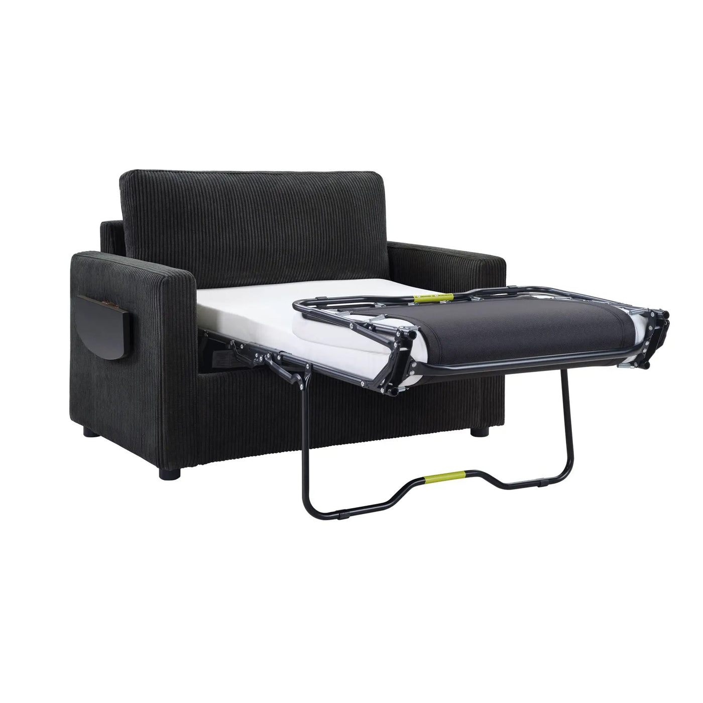 Sleeper Sofa With Foldable Mattress, USB Ports, Side Table & Storage Pocket by HouseOfZazla