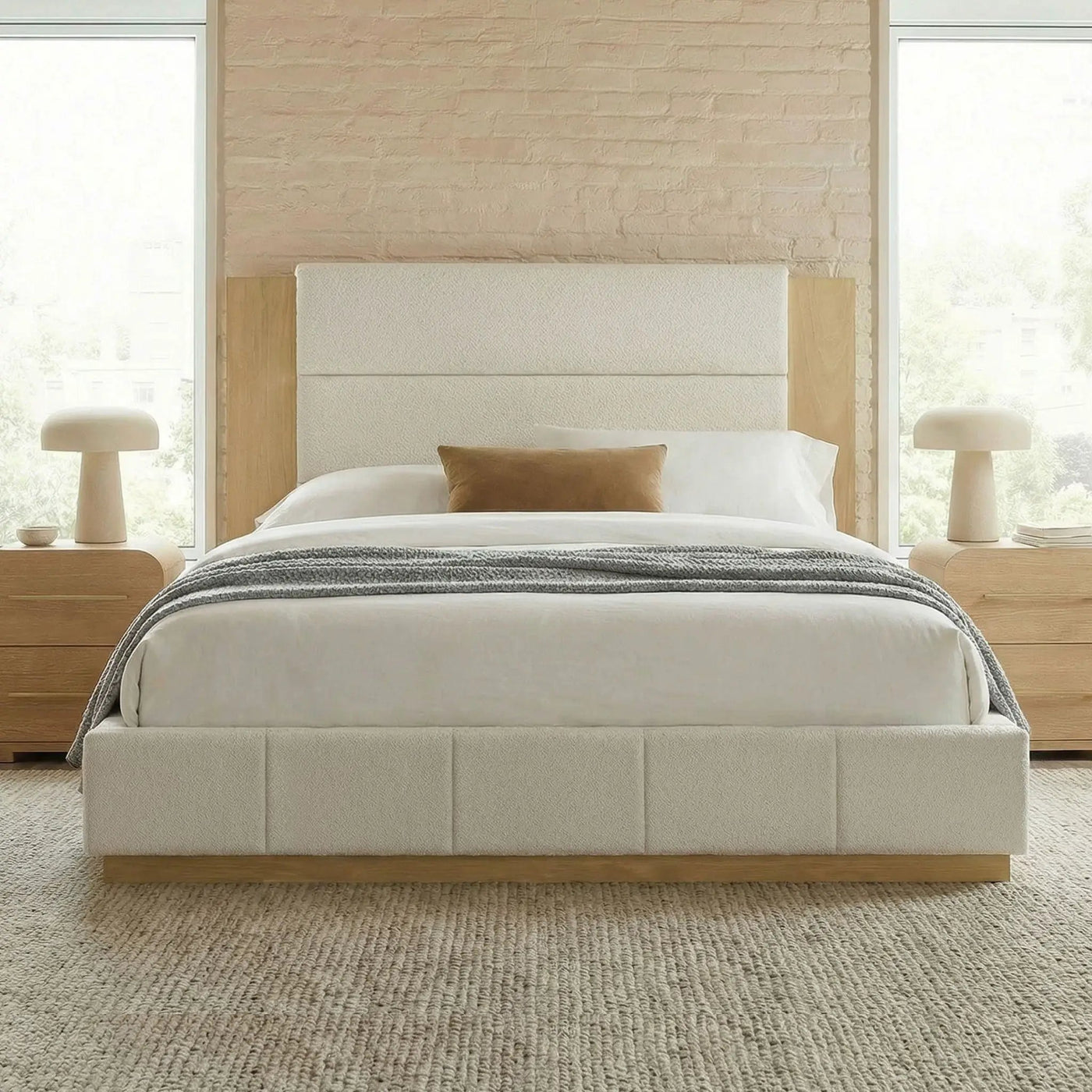 Modern Upholstered Platform Bed With Extended Headboard by HouseOfZazla