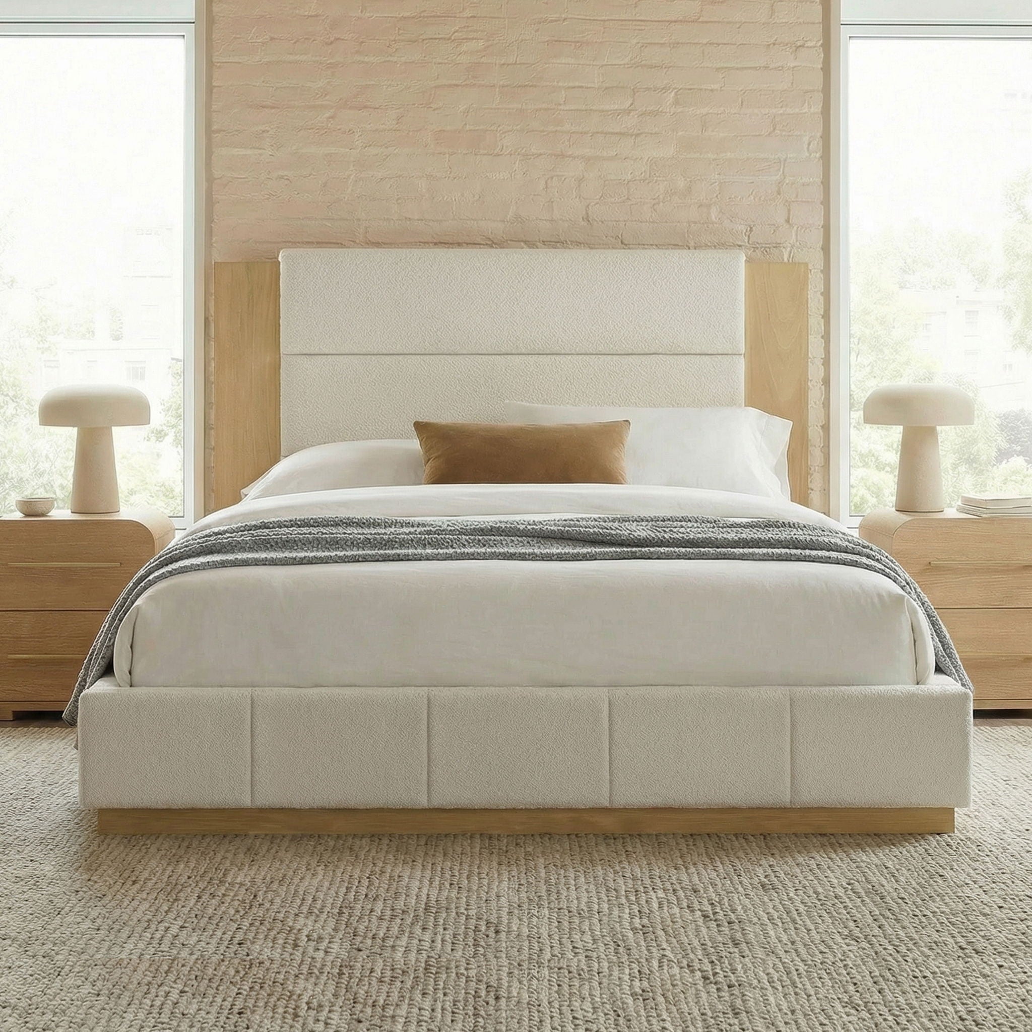 Modern Upholstered Platform Bed With Extended Headboard by HouseOfZazla