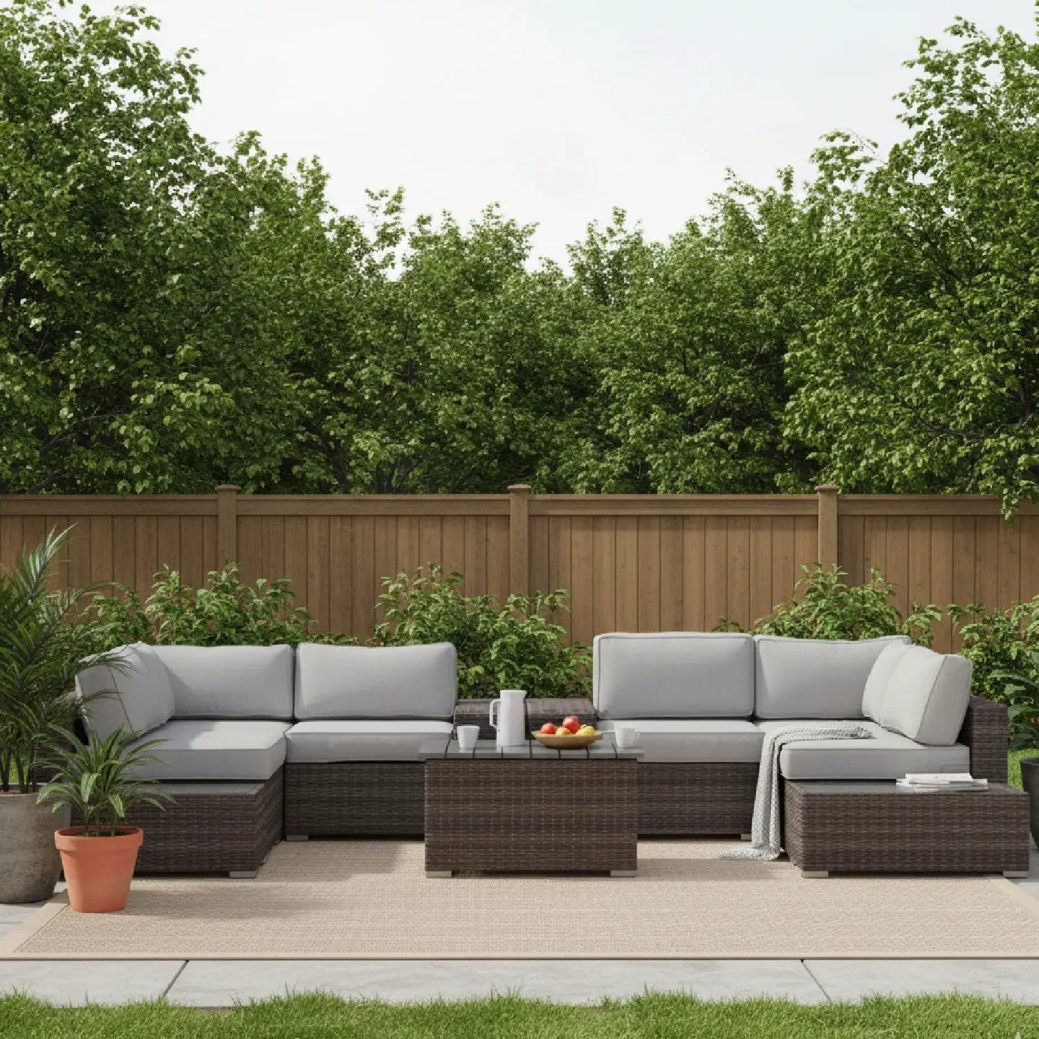 Wicker Sectional Seating Group With Cushions by HouseOfZazla