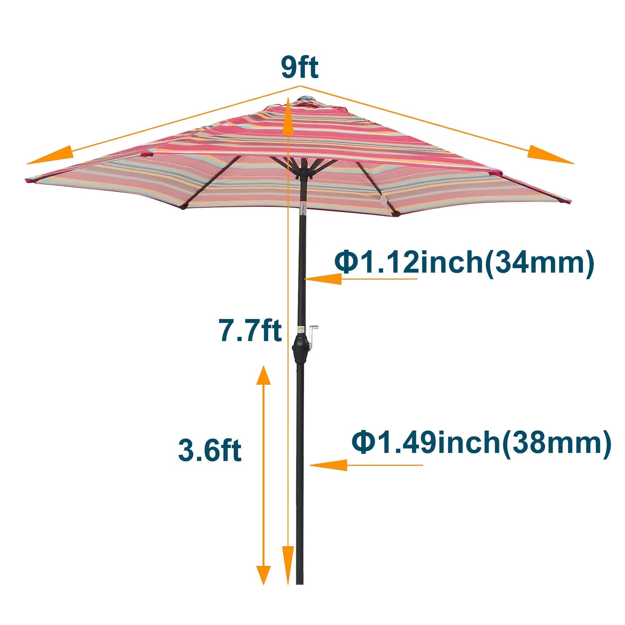 9FT Red Striped Patio Umbrella by HouseOfZazla