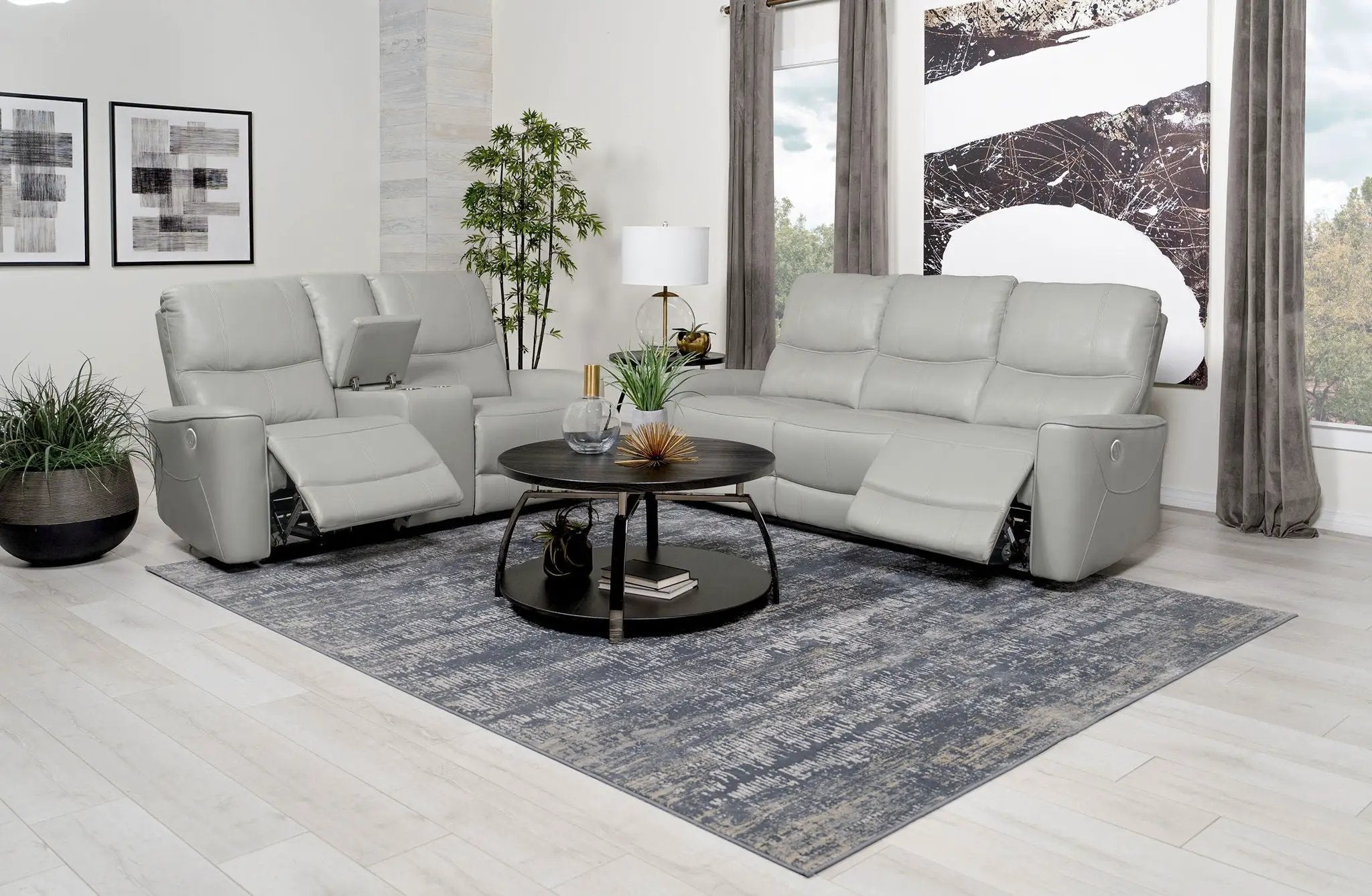 Greenfield 2-piece Power Reclining Sofa Set Dove Grey by Unique Piece Furniture