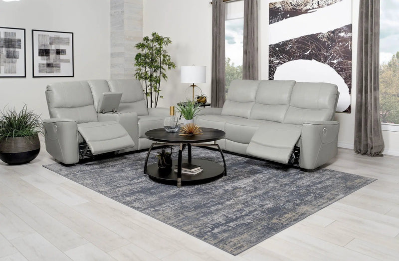 Greenfield 2-piece Power Reclining Sofa Set Dove Grey by Unique Piece Furniture