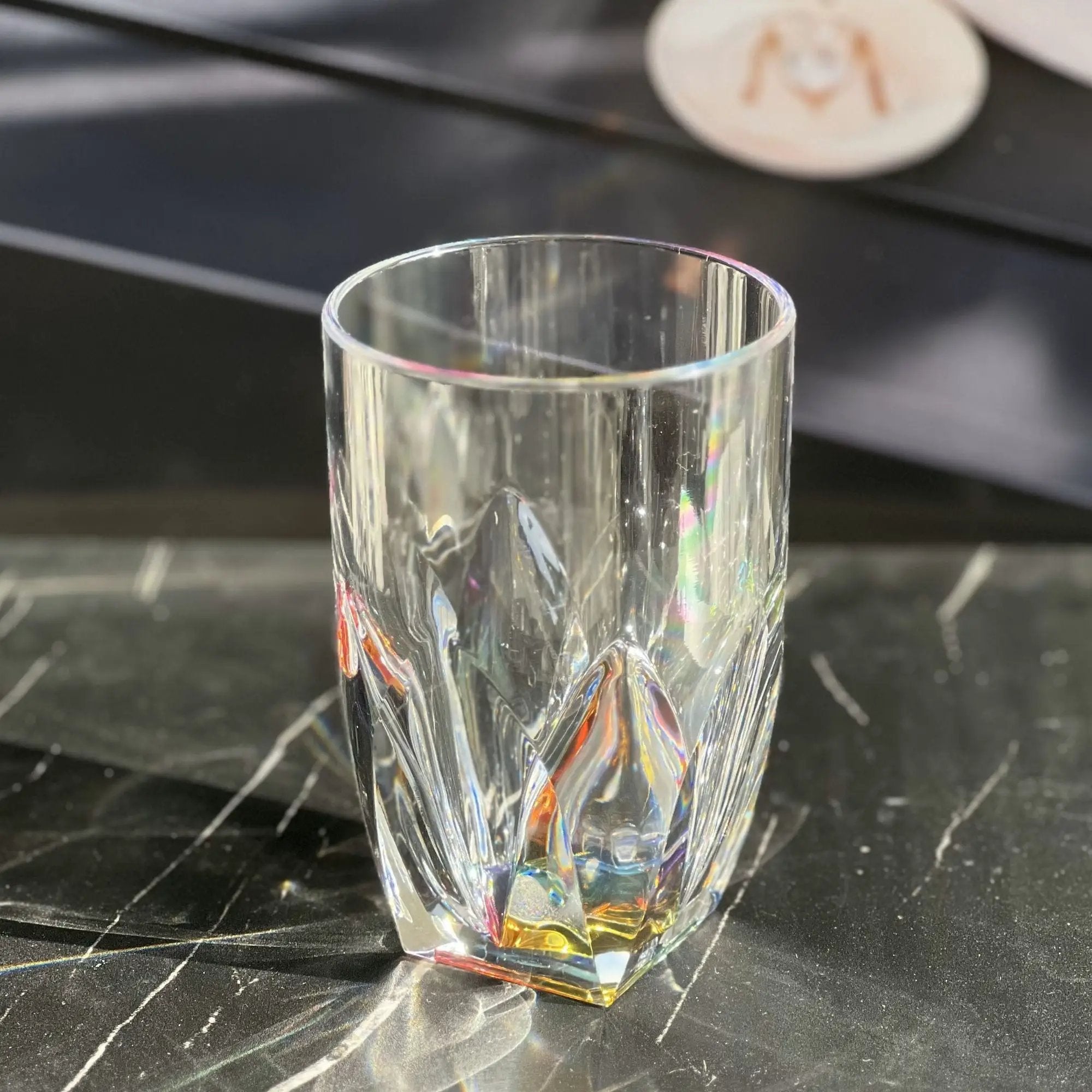 Rainbow Diamond Acrylic Glasses Drinking (Set of 4) Hi Ball 17Oz, Bpa Free Plastic Cocktail Glasses - Clear by HouseOfZazla