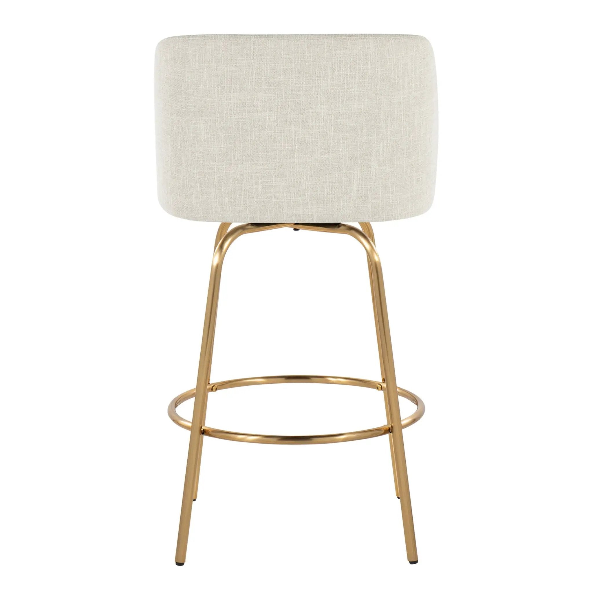 Toriano - Contemporary, Fixed Height Counter Stool With Swivel With Round Footrest (Set of 2) by HouseOfZazla
