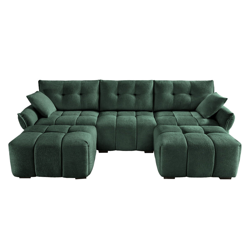 Sofa Set With Ottoman And Pillows, Textured, High Resilience Cushions by HouseOfZazla