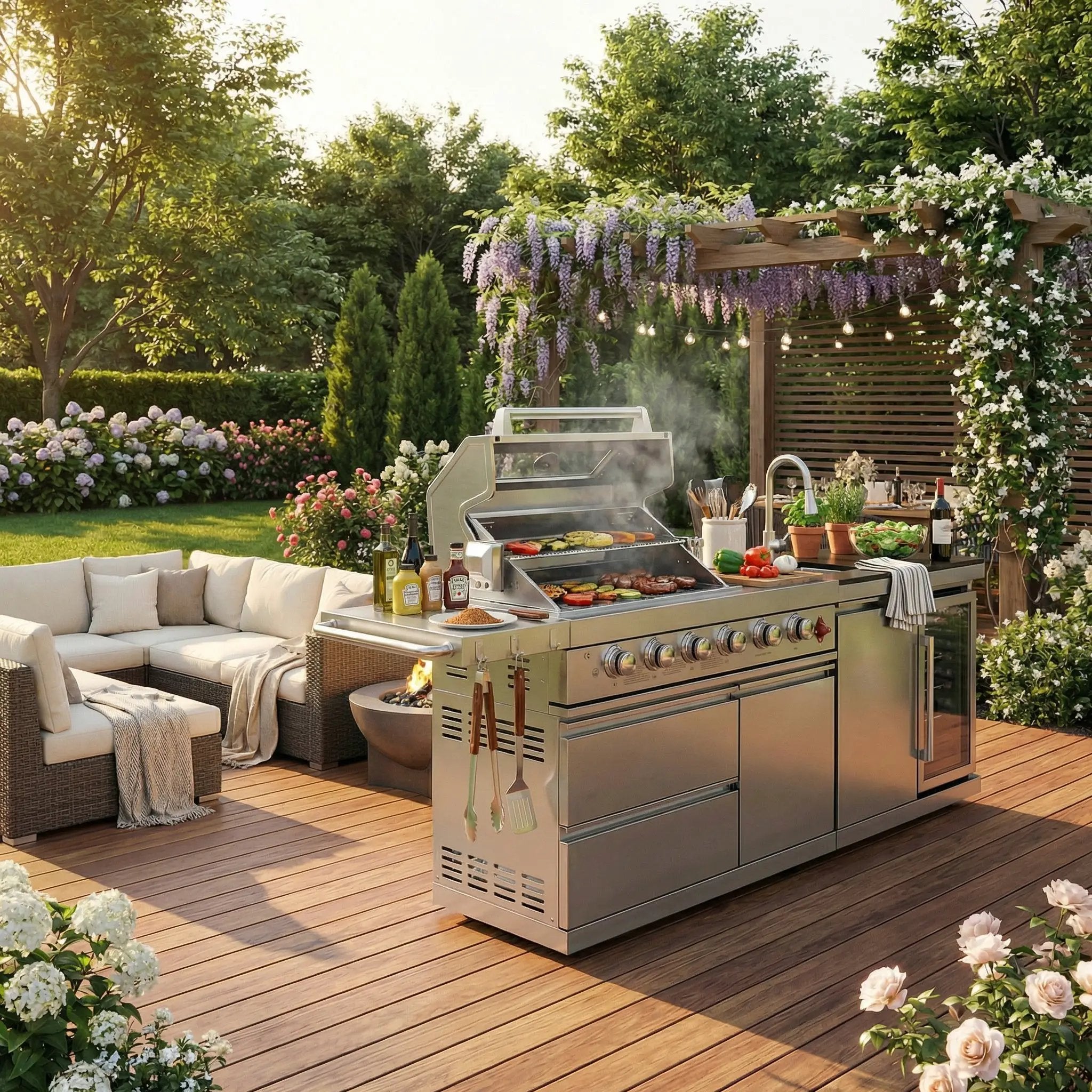 84-Inch Deluxe Stainless Steel Outdoor Kitchen Barbecue Island Grill by HouseOfZazla