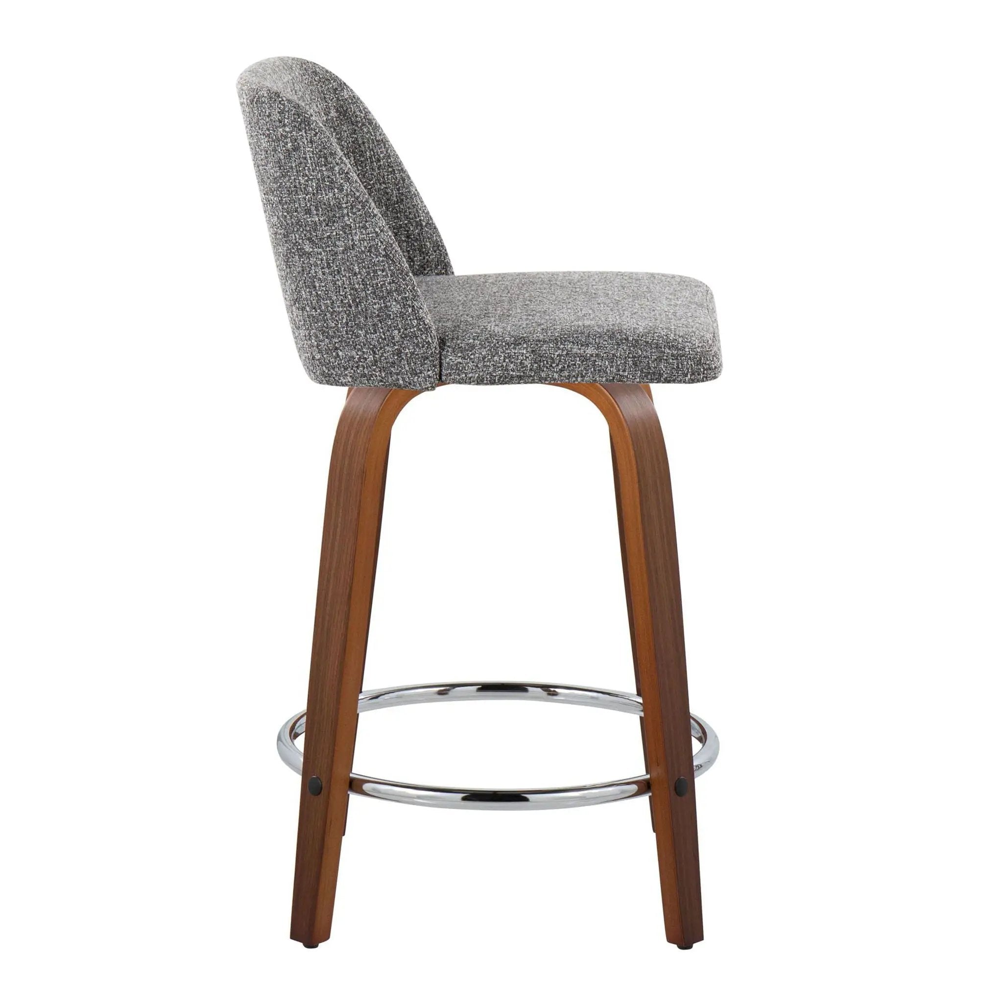 Toriano - Mid Century Modern Fixed Height Counter Stool With Swivel With Round Footrest (Set of 2) by HouseOfZazla