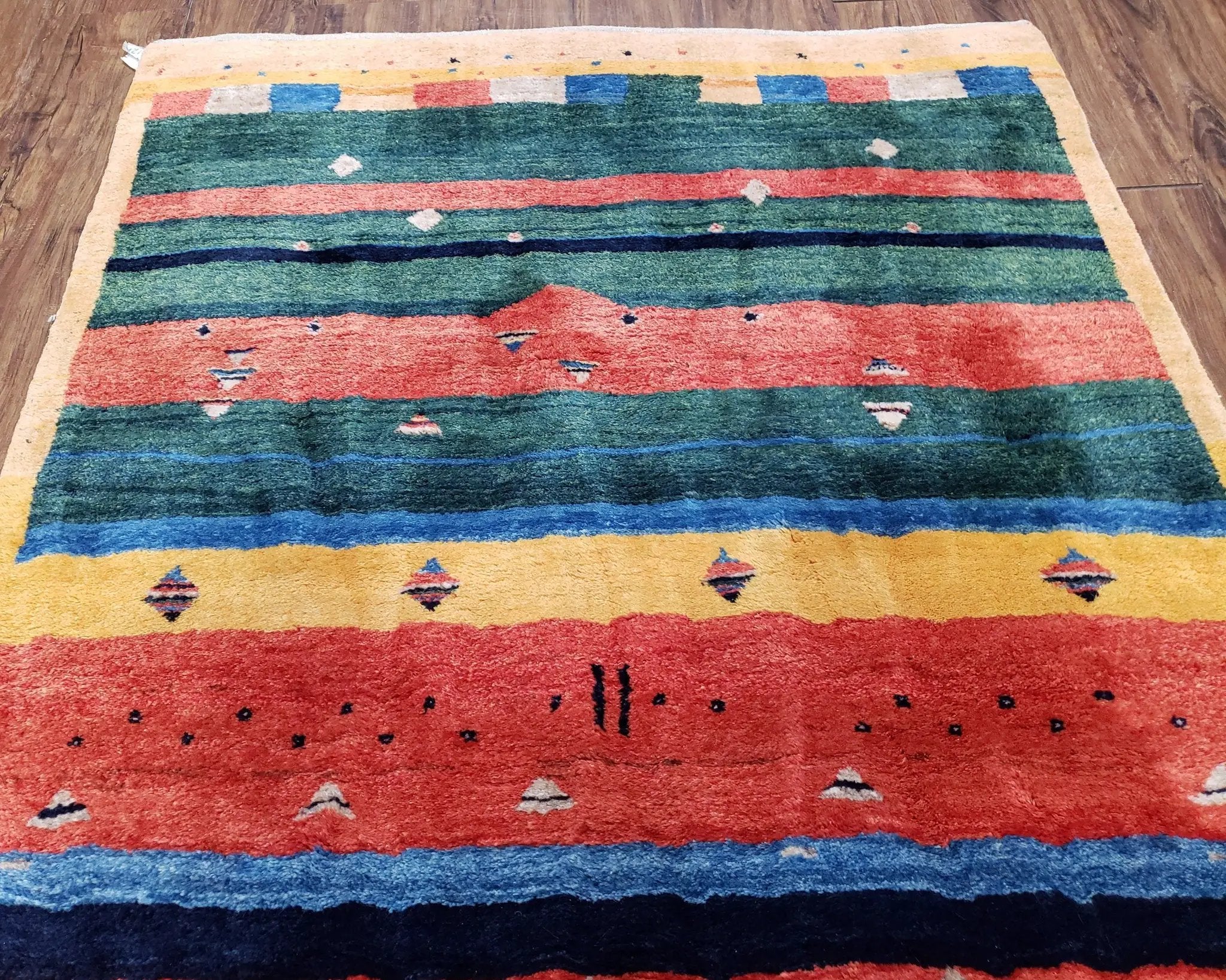 Colorful Persian Gabbeh Rug 4x6, Soft Pile, Colorful Rug, Handmade Hand Knotted Wool Carpet, Home Office Rug, Area Rug for Bedroom 4 x 6 ft by Jewel Rugs