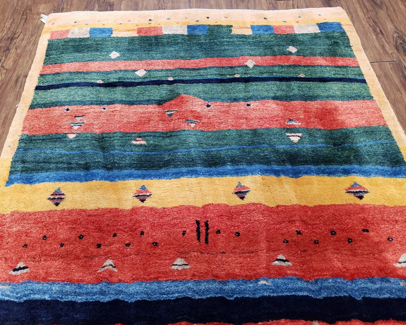 Colorful Persian Gabbeh Rug 4x6, Soft Pile, Colorful Rug, Handmade Hand Knotted Wool Carpet, Home Office Rug, Area Rug for Bedroom 4 x 6 ft by Jewel Rugs