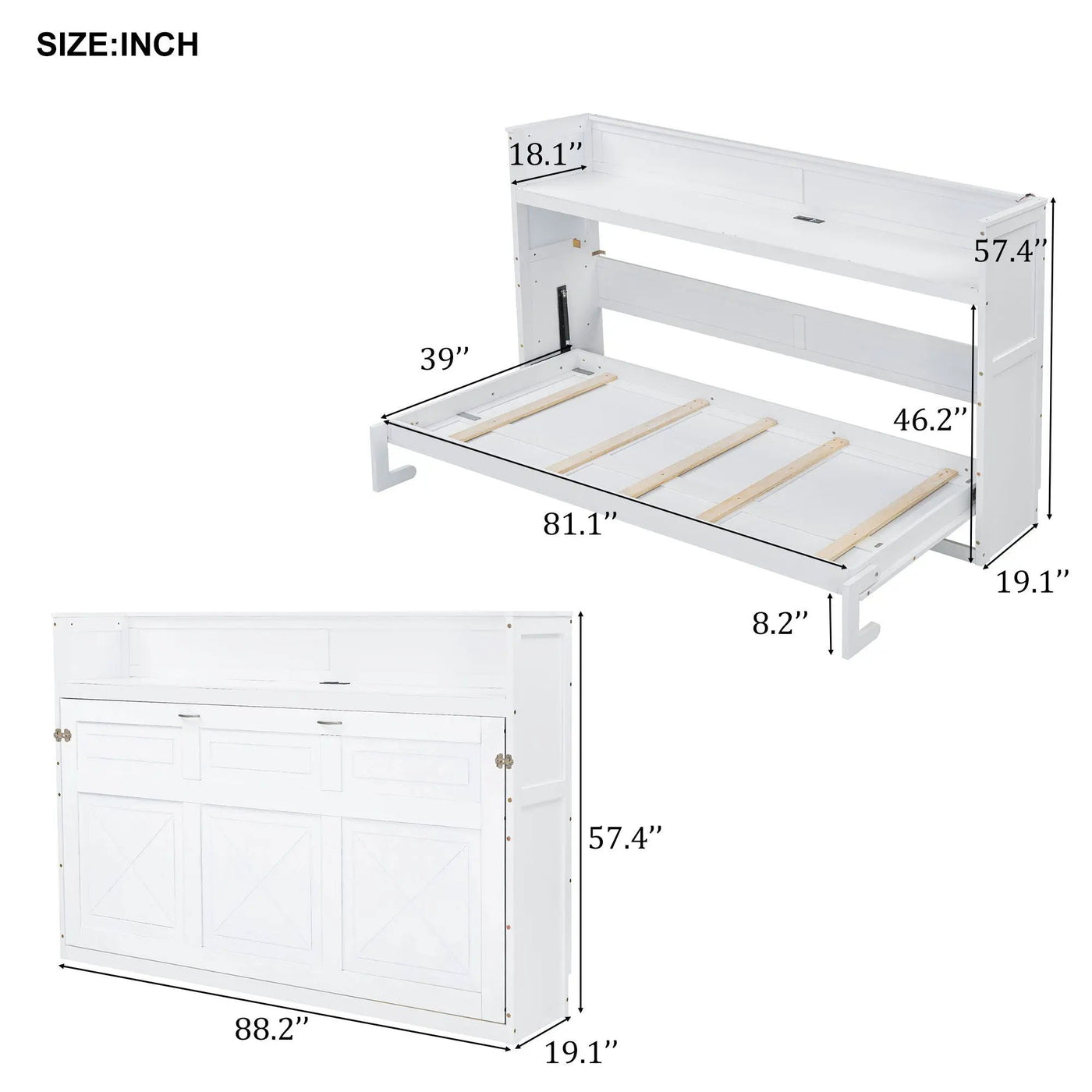 Murphy Bed With Desk, LED Light And USB Charging Station by Unique Piece Furniture