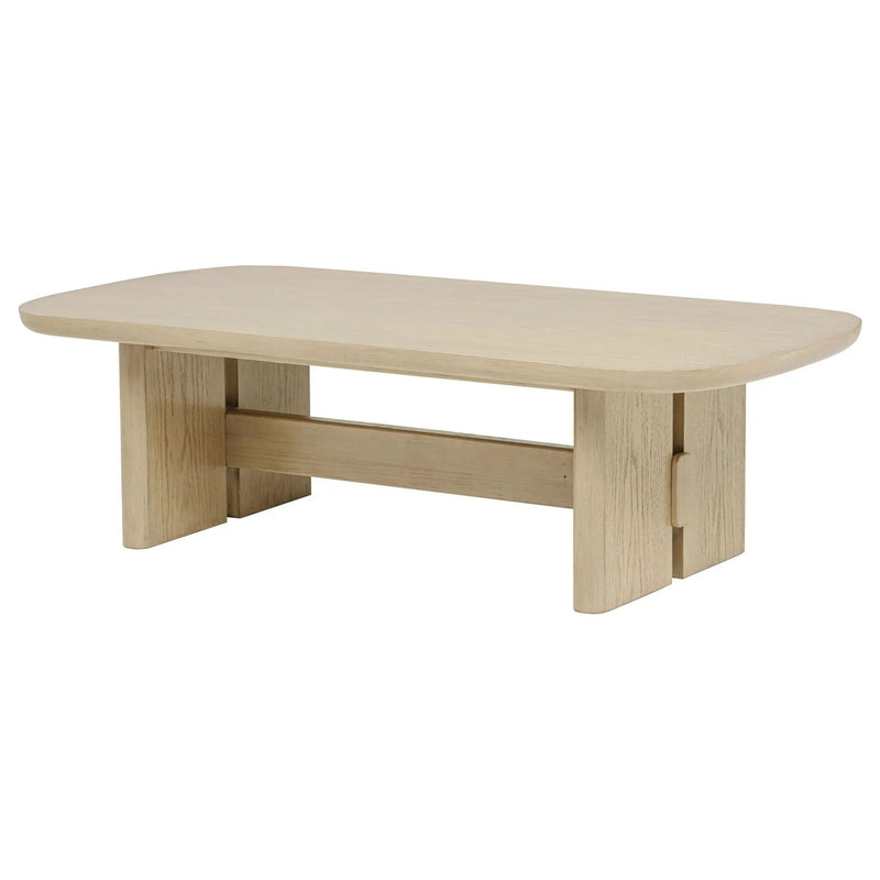 Kailani Coastal Rectangular Cocktail Coffee Table Beige Oak by Unique Piece Furniture