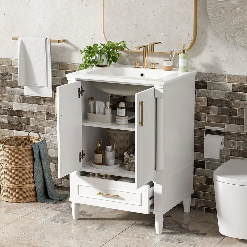 Bathroom Vanity With Ornate French Cylinder Legs, Soft Close Drawer by Unique Piece Furniture