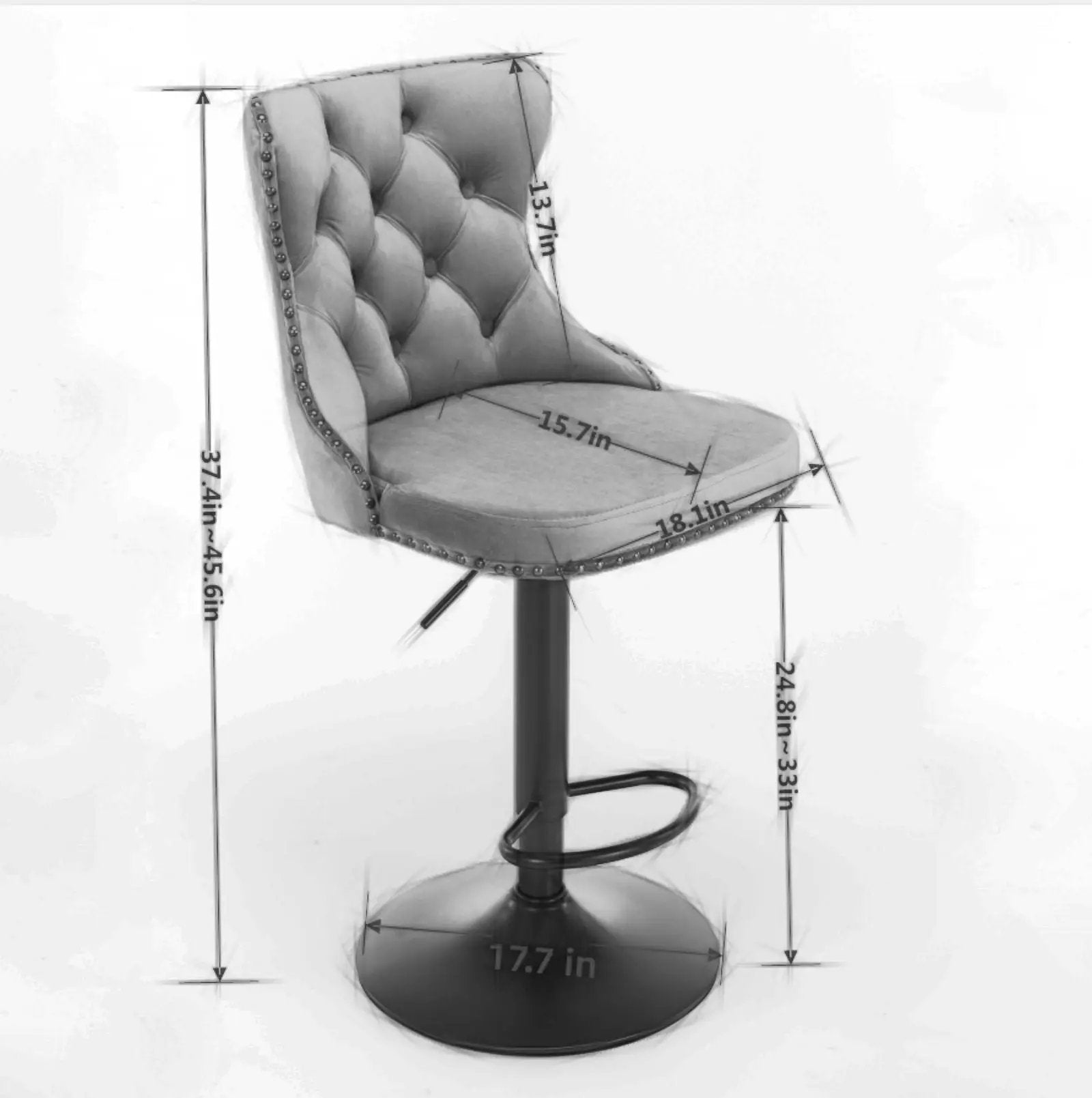 Swivel Barstools Adjusatble Seat Height, Modern Upholstered Bar Stools With Backs Comfortable Tufted For Home Pub And Kitchen Island (Set of 2) by Unique Piece Furniture