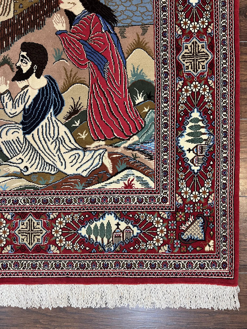 Persian Kashan Pictorial Rug 3x5 - Jesus on Cross by Jewel Rugs