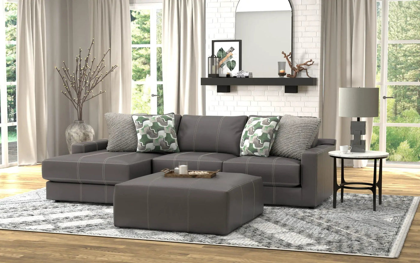 Minori - Italian Leather Sofa / Chaise And Cocktail Ottoman by Unique Piece Furniture