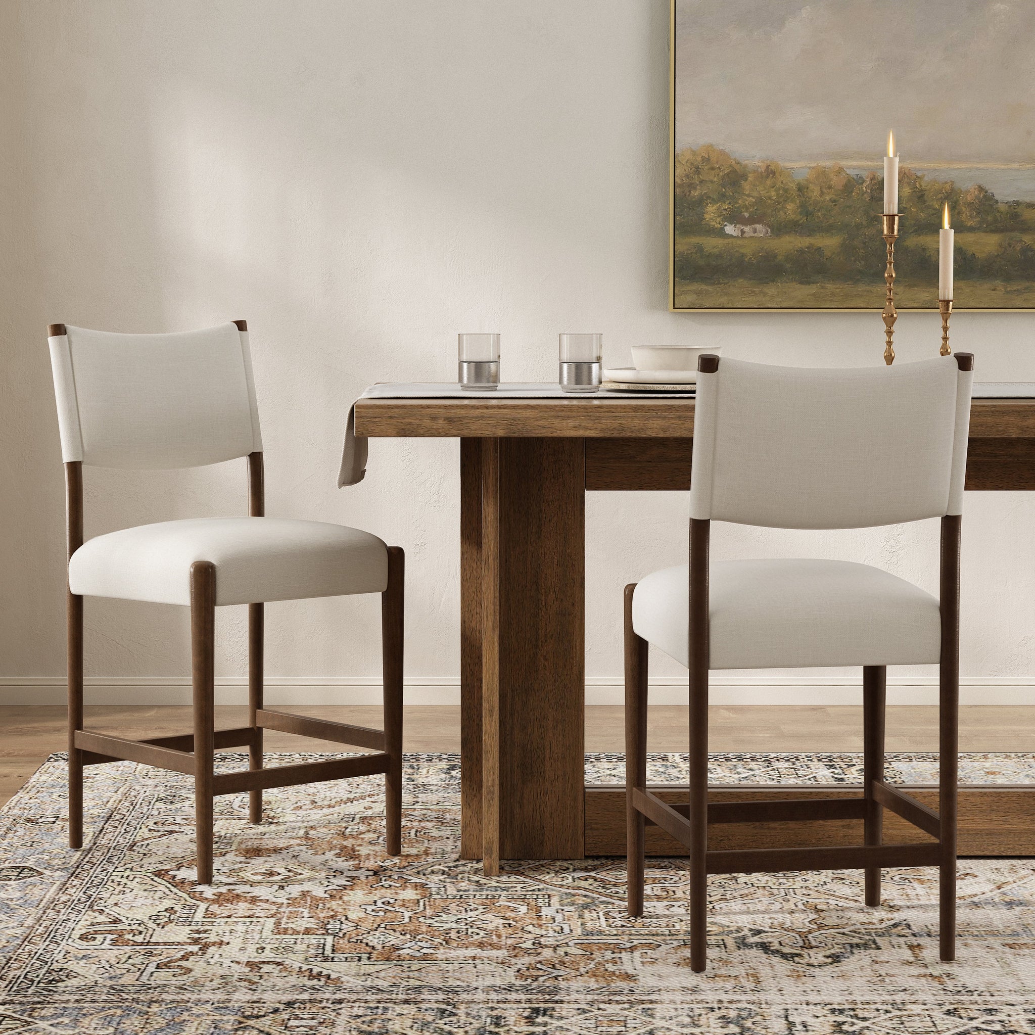 26.4" Solid Wood Counter Height Barstools, Modern Bar Stools Set of 2 by HouseOfZazla