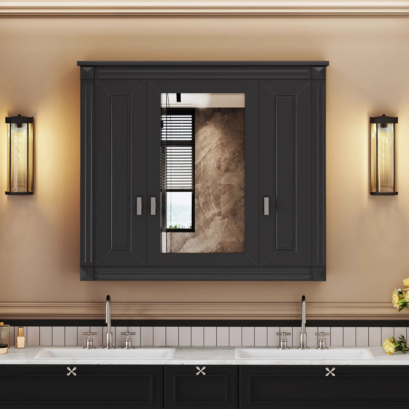 Wall Mounted Bathroom Cabinet With Mirror And 5 Shelves by HouseOfZazla