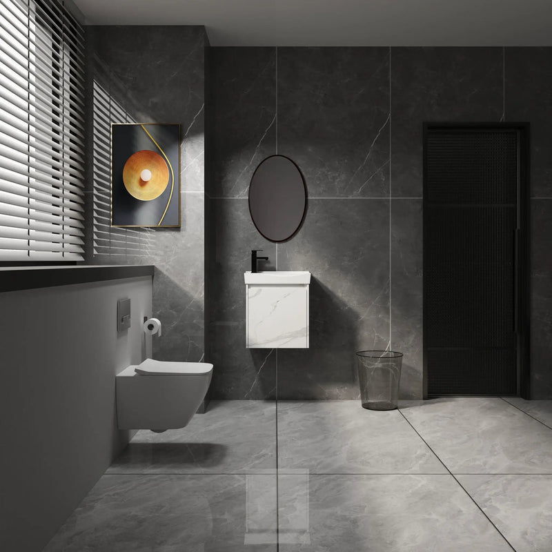 Modern Bathroom Vanity With Ceramic Basin, Wall Mounted Floating Sink Combo, Storage Cabinet by Unique Piece Furniture