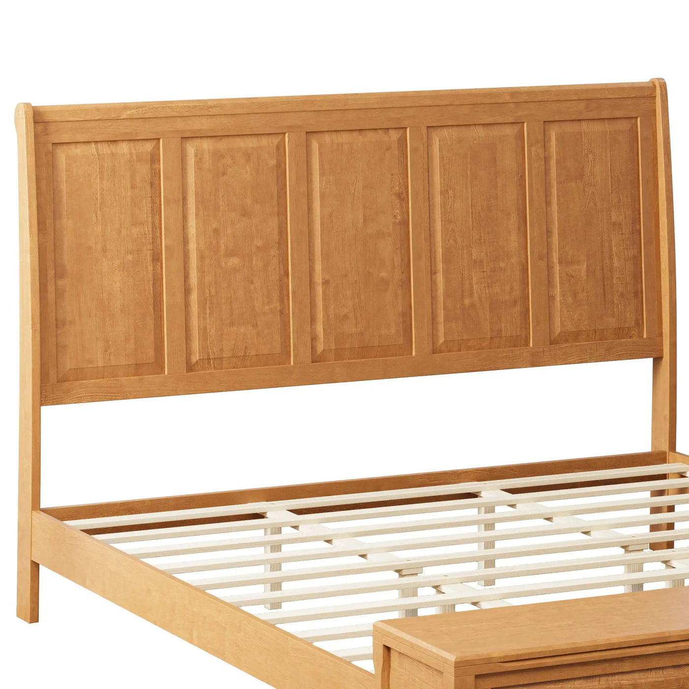 Sleigh Bed Frame With Tall Headboard And Storage Bench by HouseOfZazla